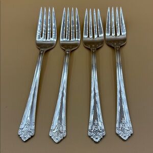1847 Rogers Bros (IS) Her Majesty - Four Salad/Dessert Forks #2
